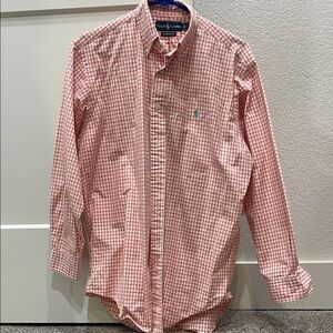 Ralph Lauren Men's Orange Red Plaid Button Down Shirt